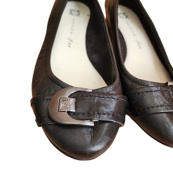 Anne Klein Shoes Woman's Black Leather Upper Balance Size 7.5 Ballet Flat - Picture 10 of 13